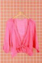 Linen Wrap Top - Mole