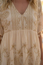 NAVAGIO BEIGE SHORT DRESS