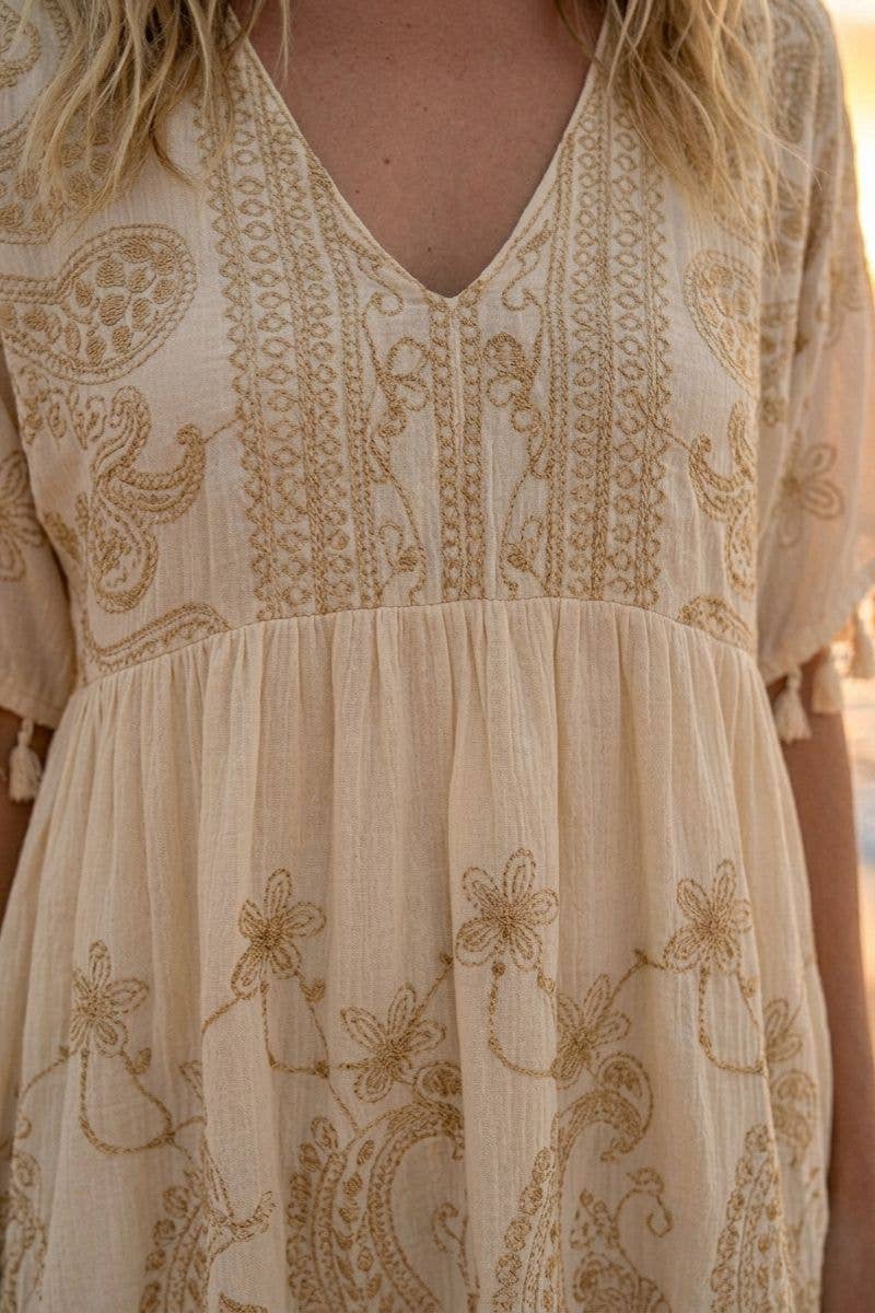 NAVAGIO BEIGE SHORT DRESS