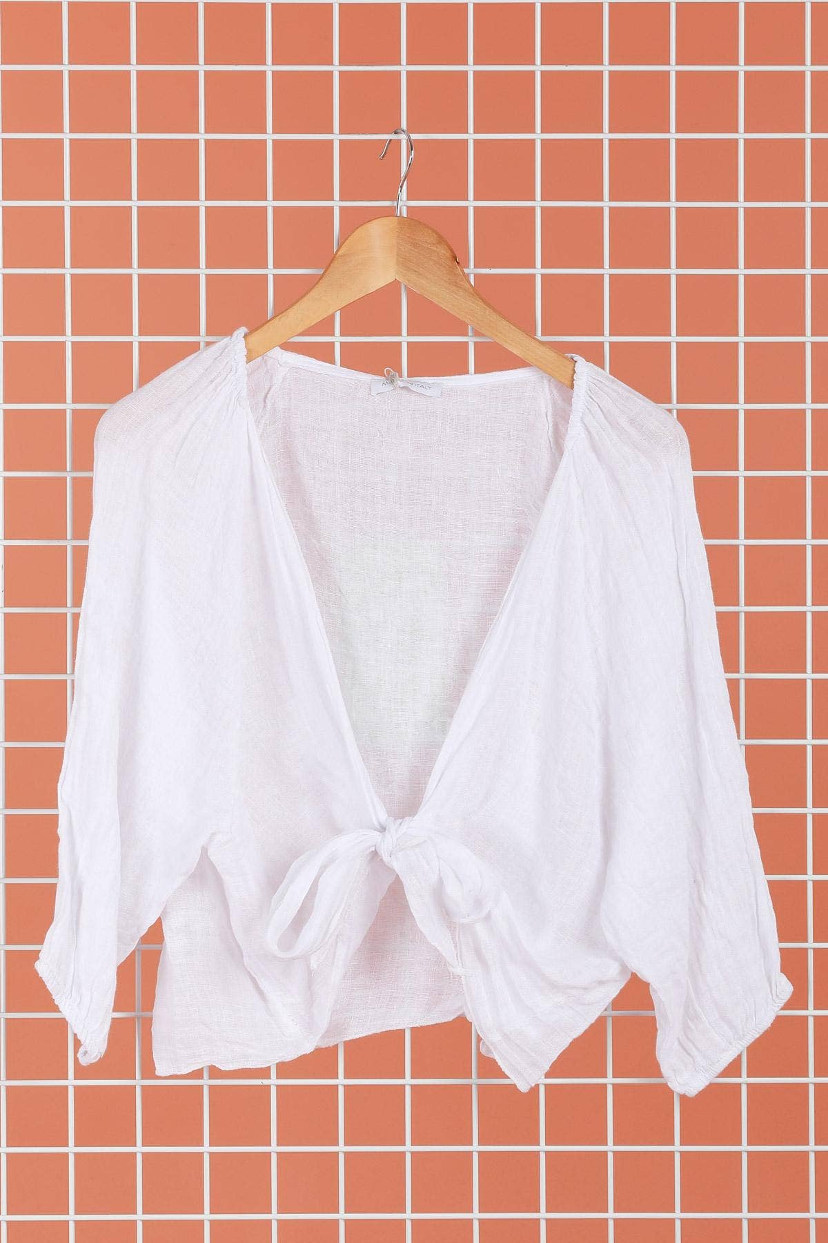 Linen Wrap Top - Mole