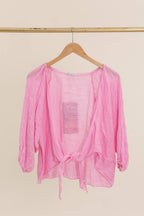 Linen Wrap Top - Mole