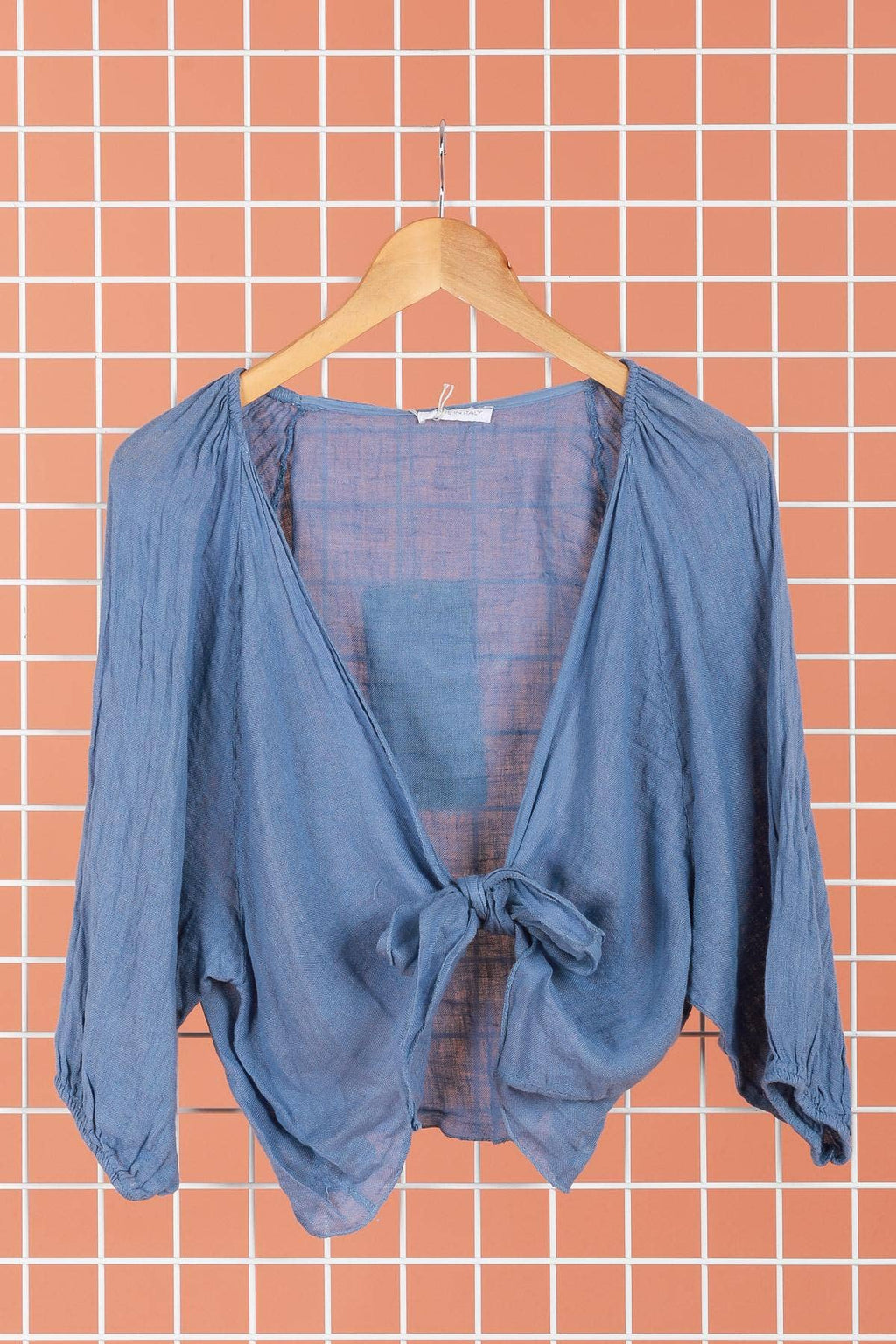 Linen Wrap Top - Mole