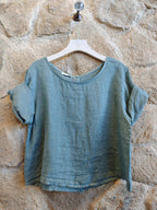 LINEN CROP BLOUSE