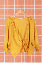 Linen Wrap Top - Mole