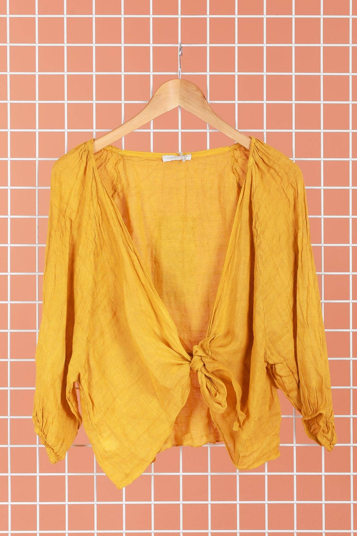 Linen Wrap Top - Mole