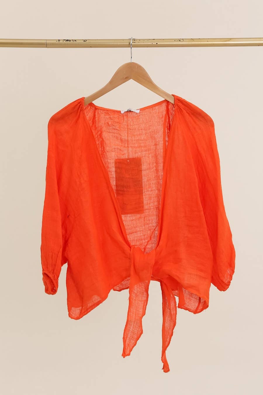 Linen Wrap Top - Mole