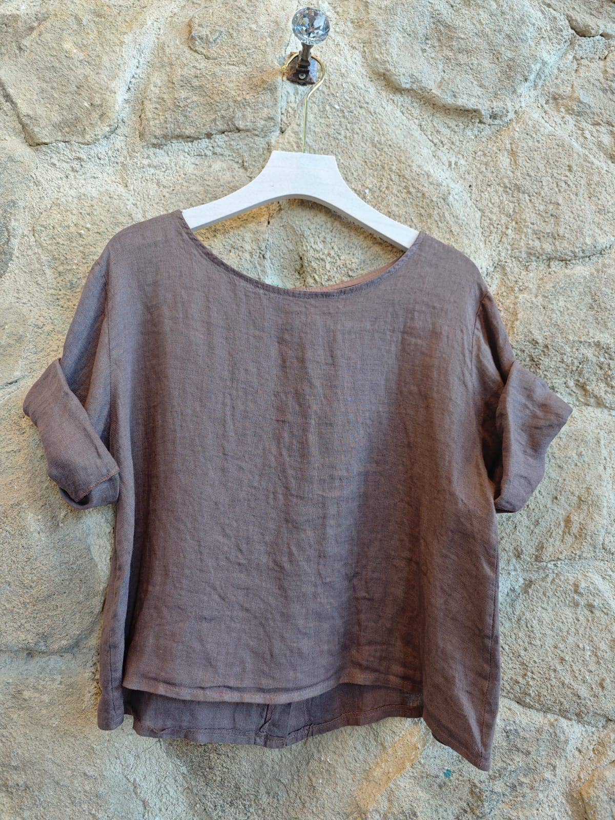 LINEN CROP BLOUSE