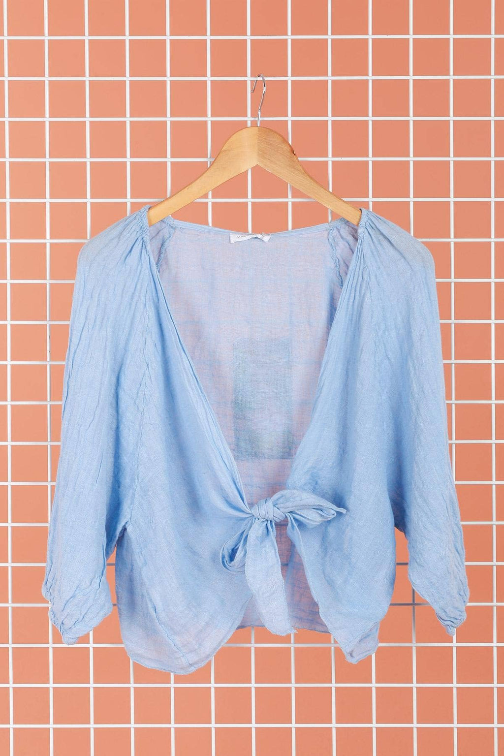 Linen Wrap Top - Mole