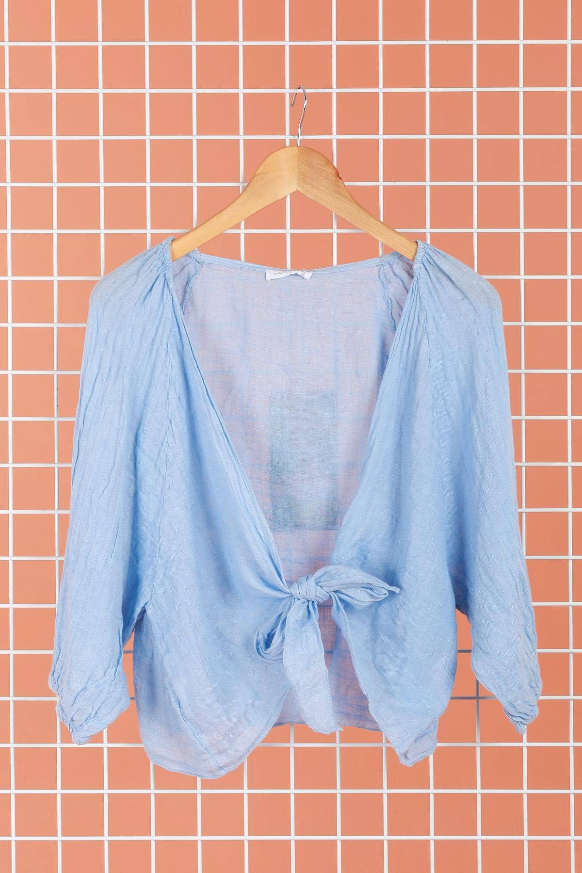 Linen Wrap Top - Mole