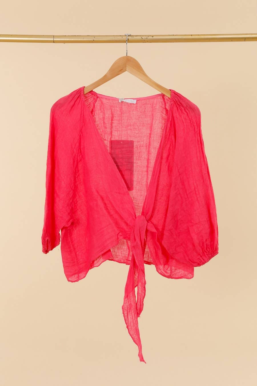 Linen Wrap Top - Mole