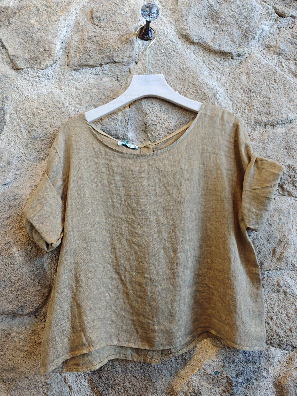 LINEN CROP BLOUSE