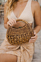 Wicker clutch bag