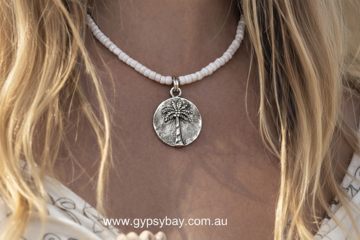 Palm Cove Beaded Choker - Silver