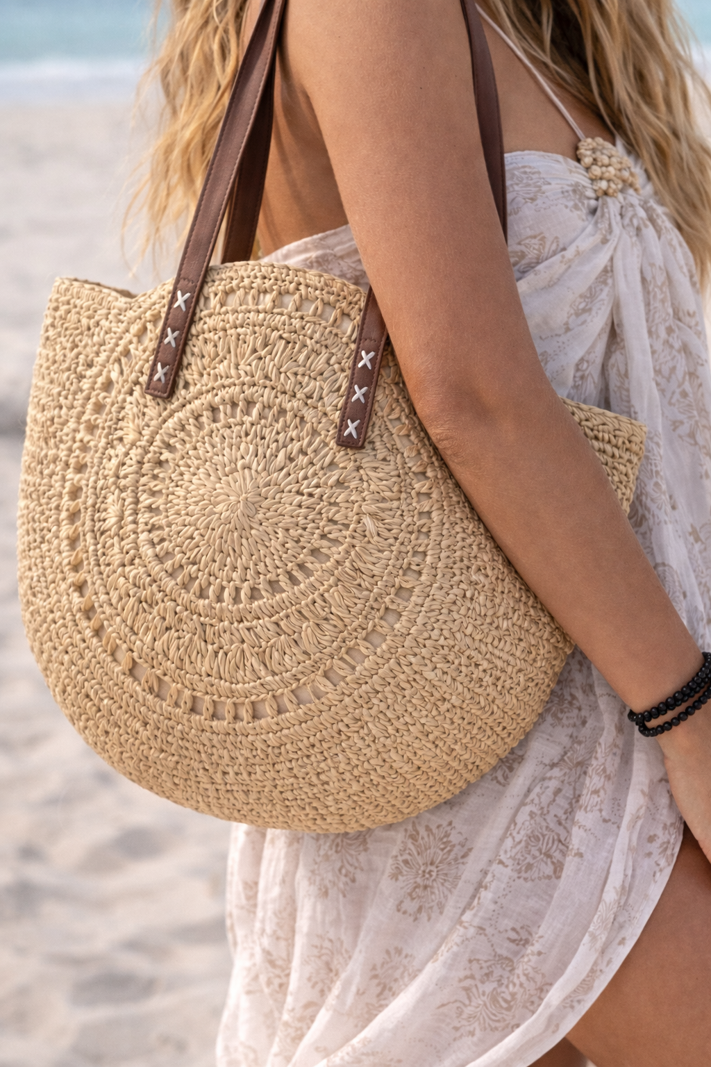 Boho Straw Bag - Beige