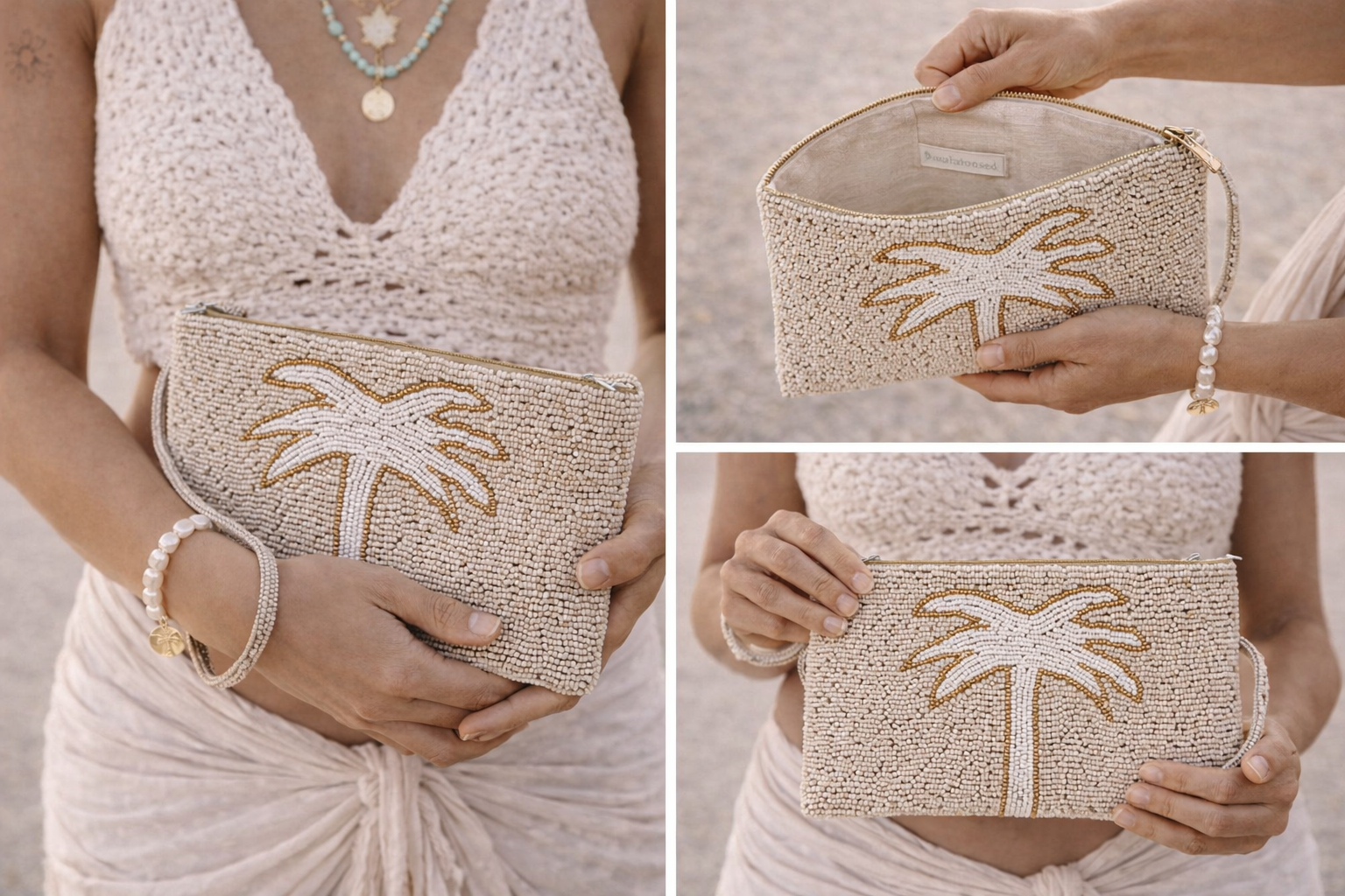 Beaded Clutch Purse - Palm Tree