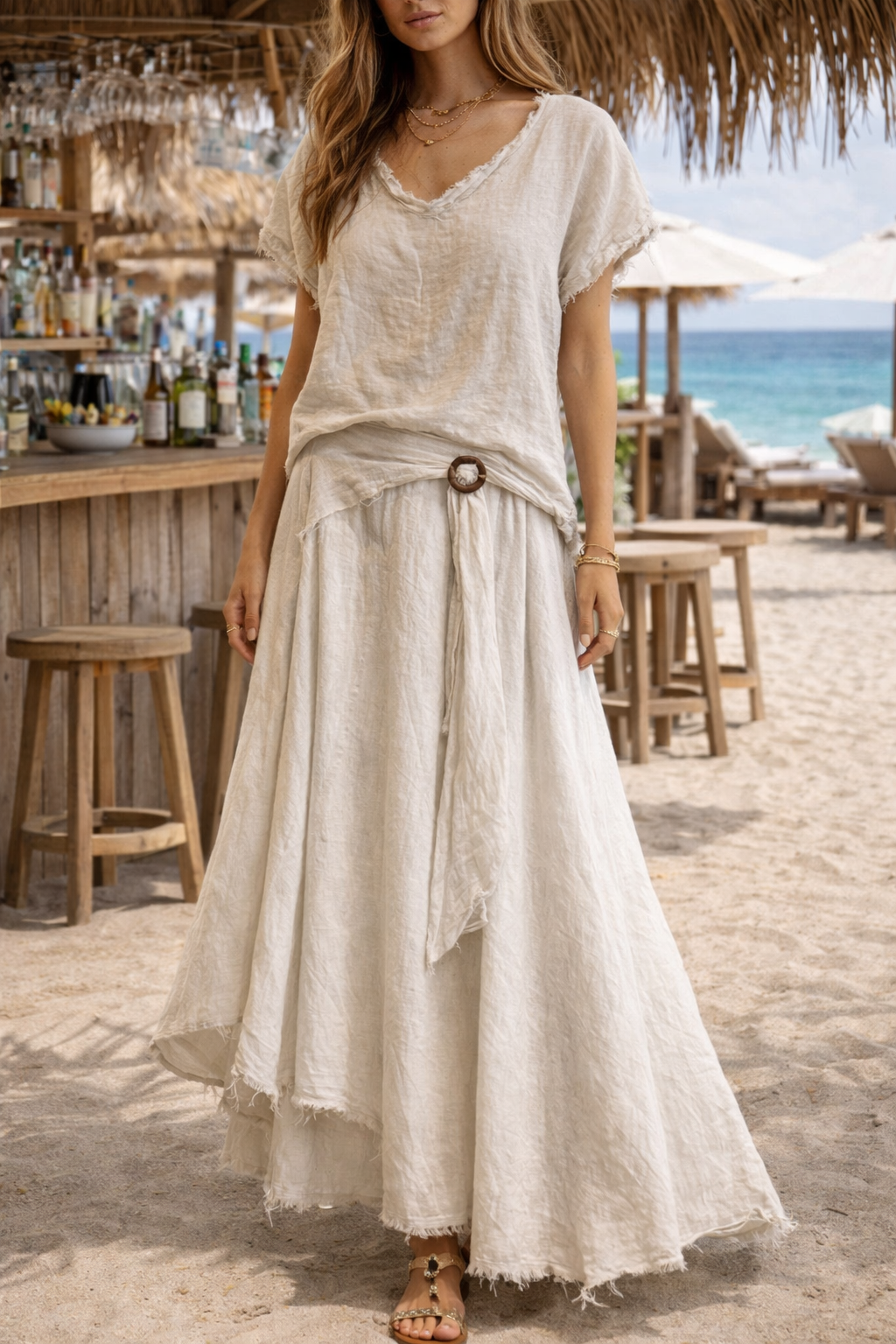 Italian Fringe Linen Top