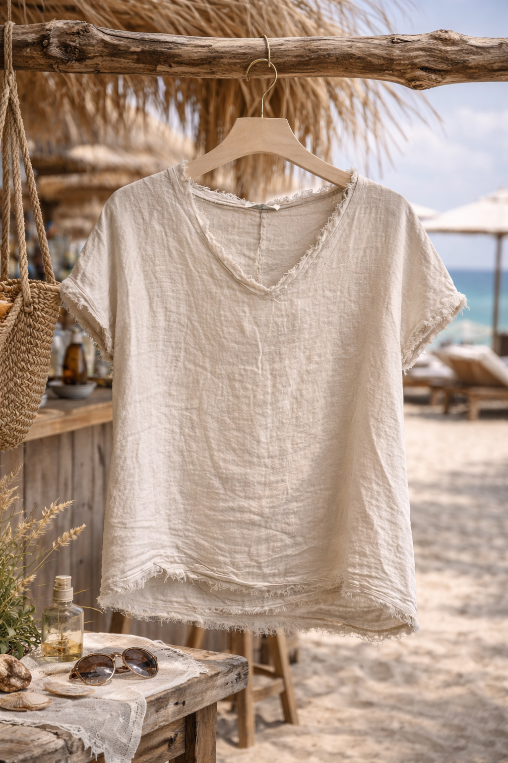 Italian Fringe Linen Top
