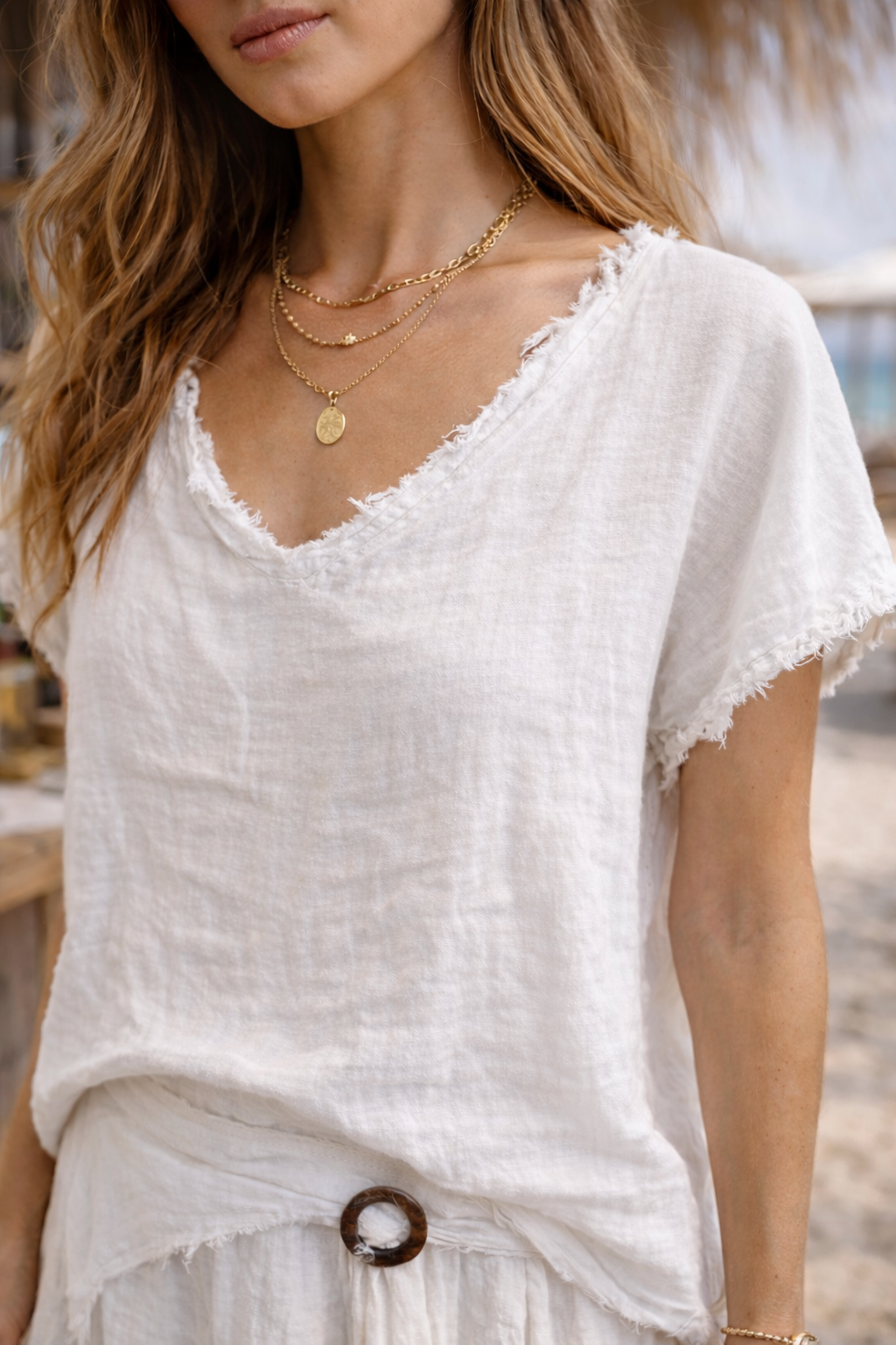Italian Fringe Linen Top