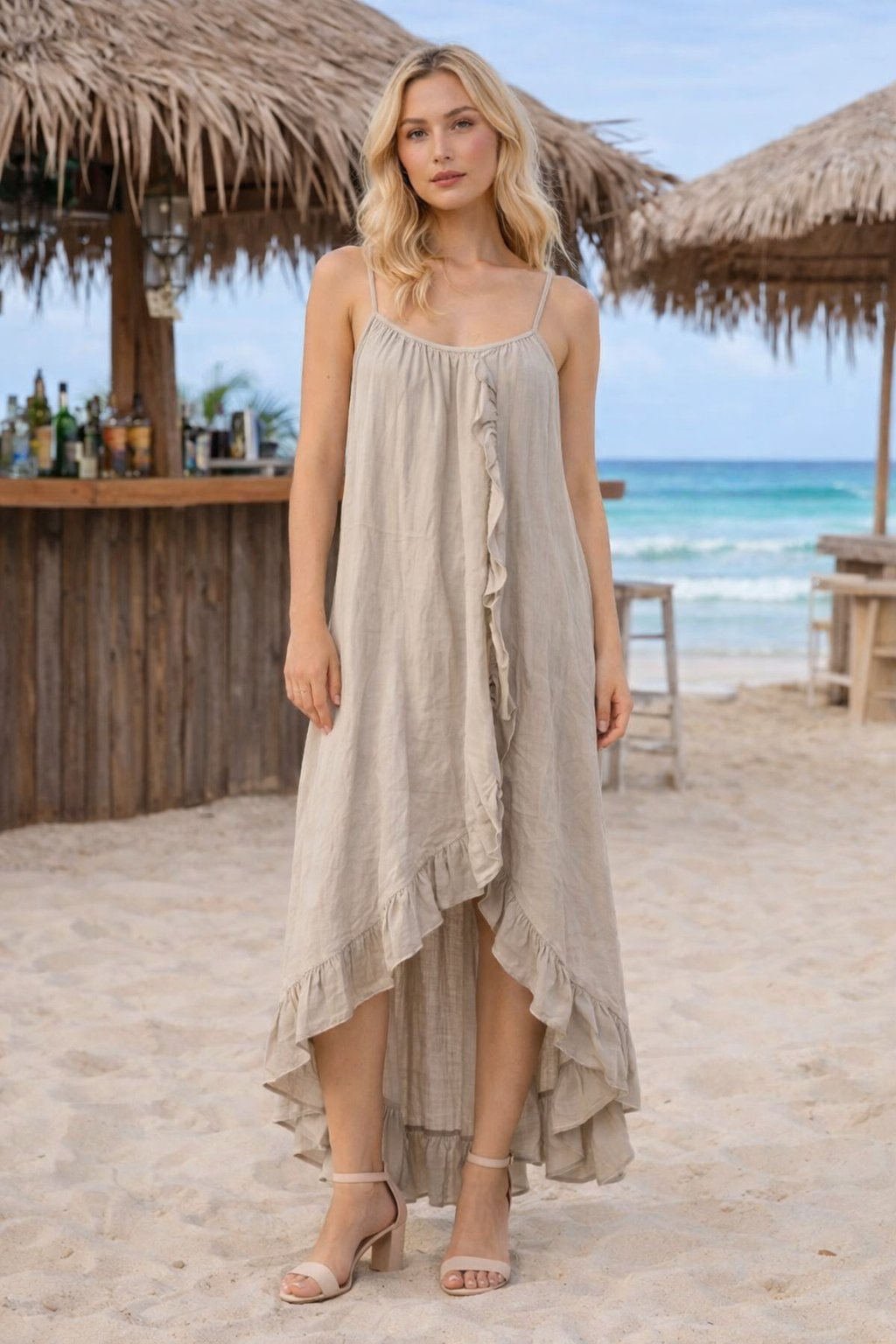 Italian Linen Ruffle Dress