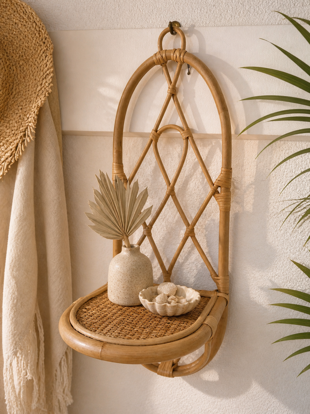 Coastal Cane Wall Shelf