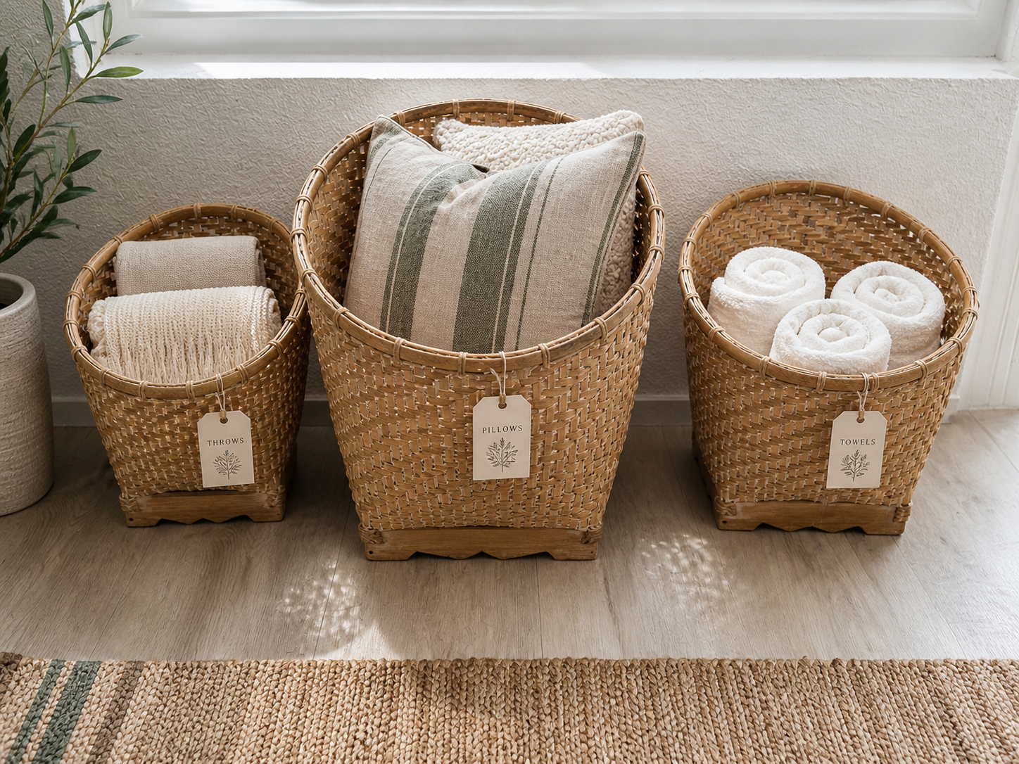 Coastal Woven Storage Basket Set (Set of 3)