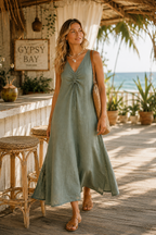 Linen Drawstring Maxi
