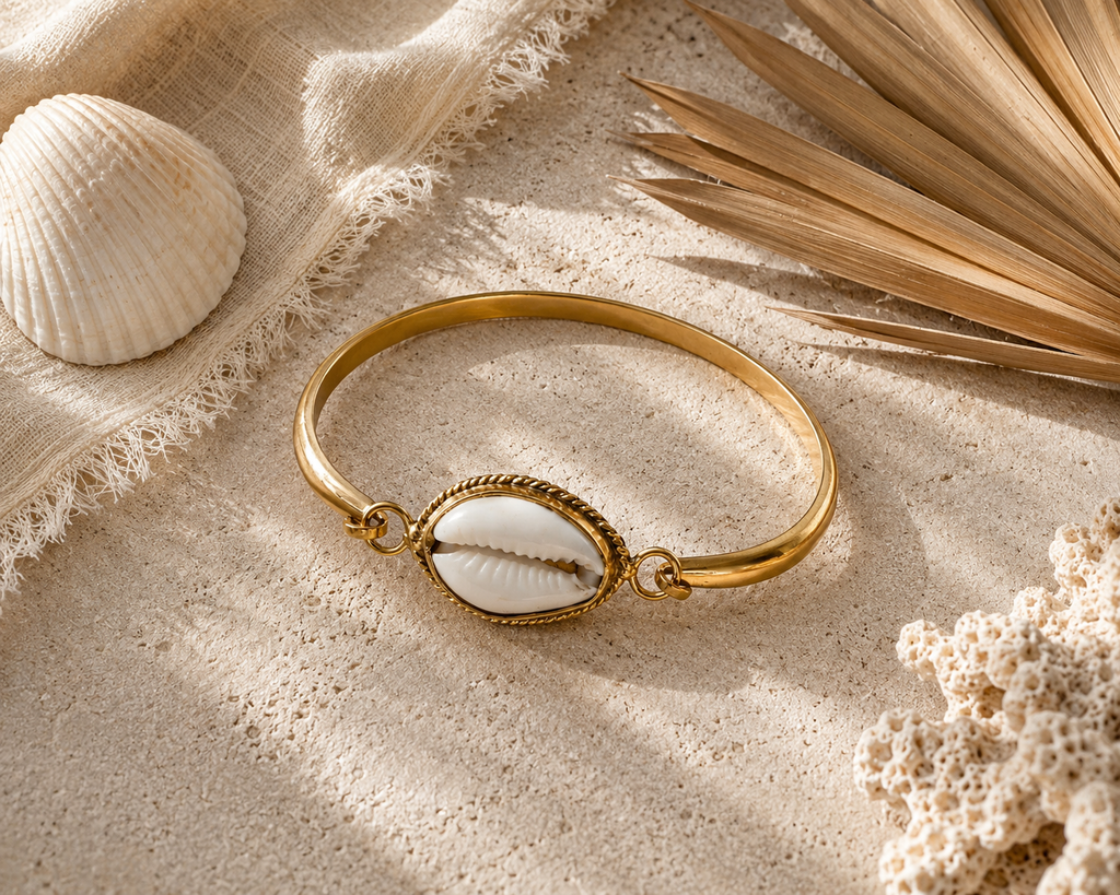 Brass Cowrie Shell Bracelet