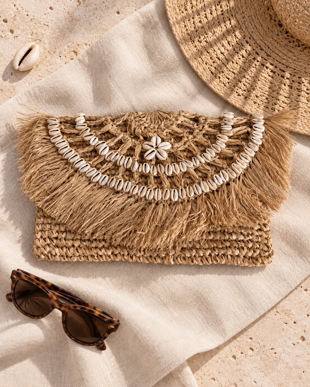 Raffia Clutch Purse