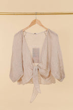 Linen Wrap Top - Mole