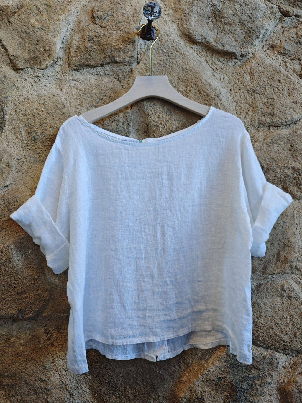 LINEN CROP BLOUSE