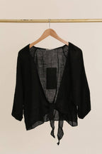 Linen Wrap Top - Mole
