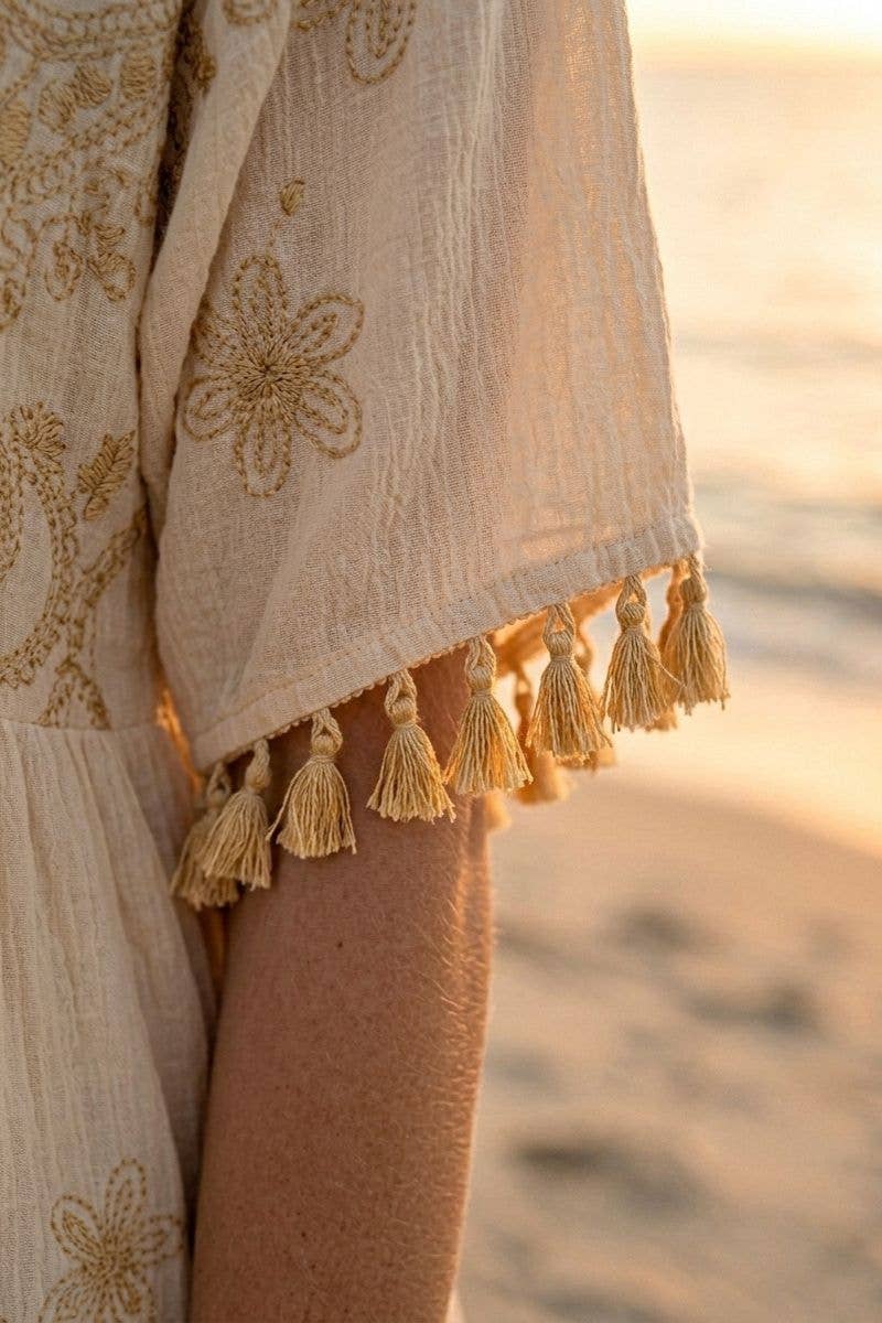 NAVAGIO BEIGE SHORT DRESS