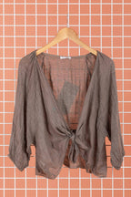 Linen Wrap Top - Mole