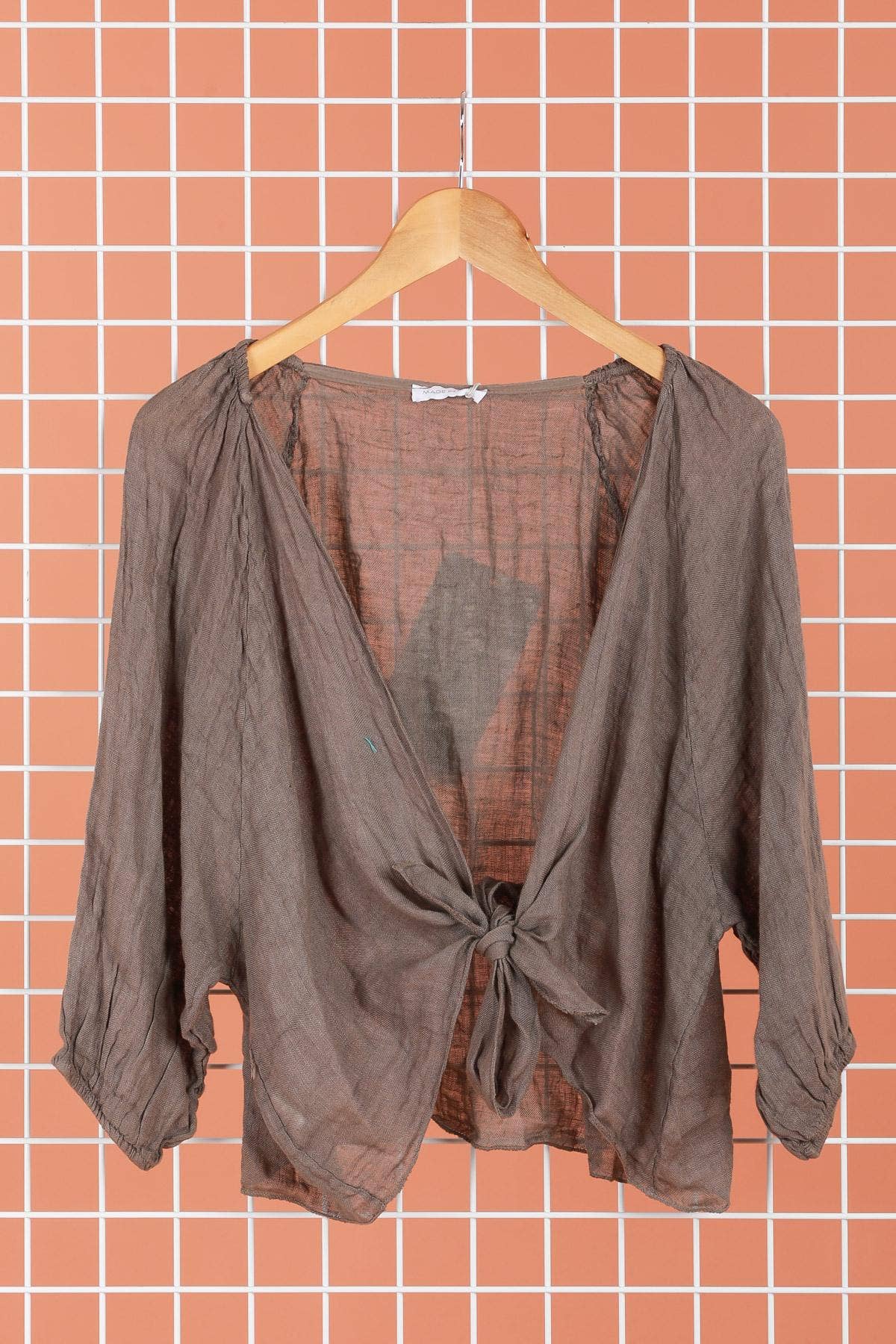 Linen Wrap Top - Mole