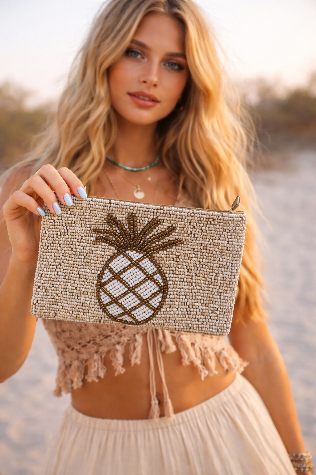 Beaded Clutch Purse - Pineapple