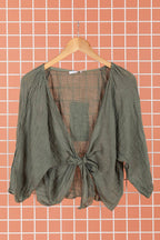Linen Wrap Top - Mole