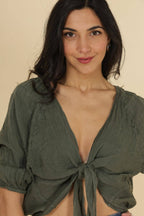 Linen Wrap Top