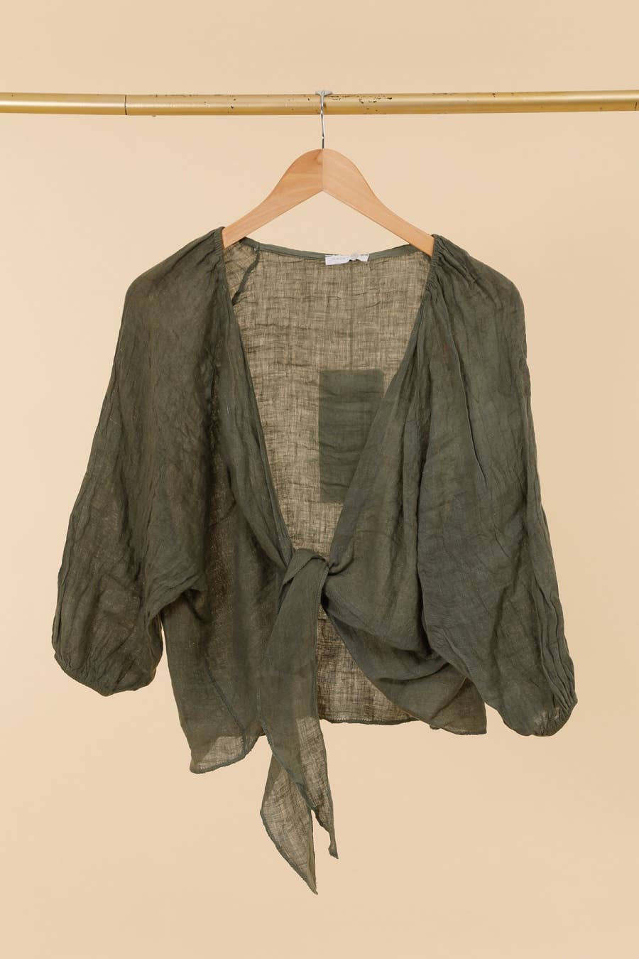 Linen Wrap Top - Mole