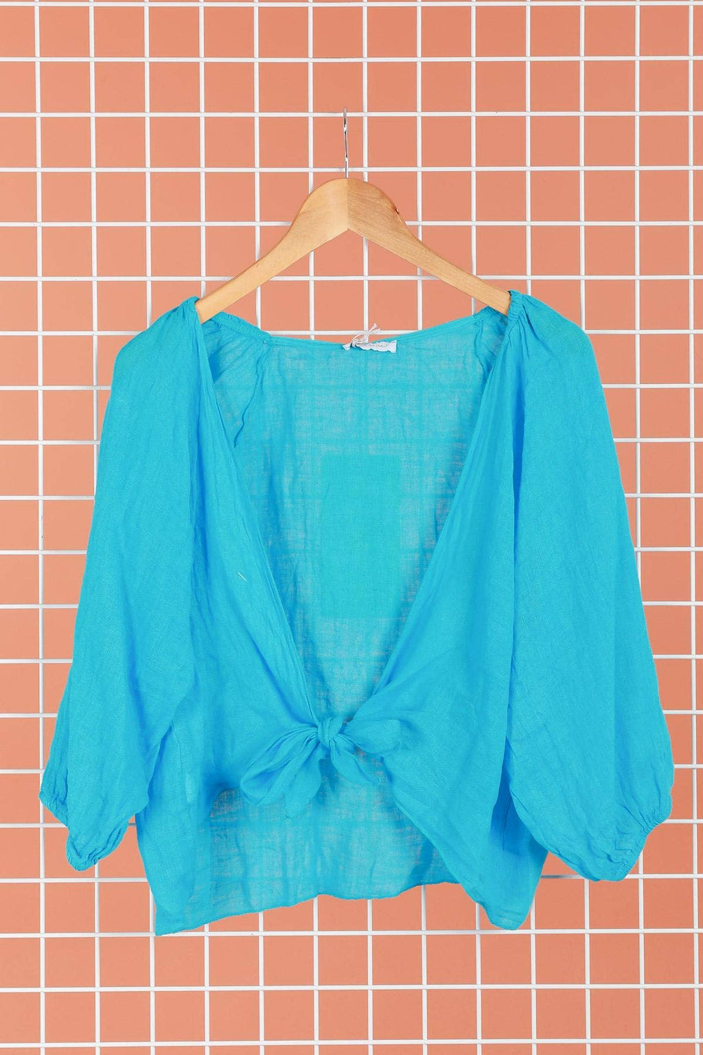 Linen Wrap Top - Mole
