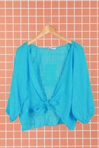 Linen Wrap Top - Mole