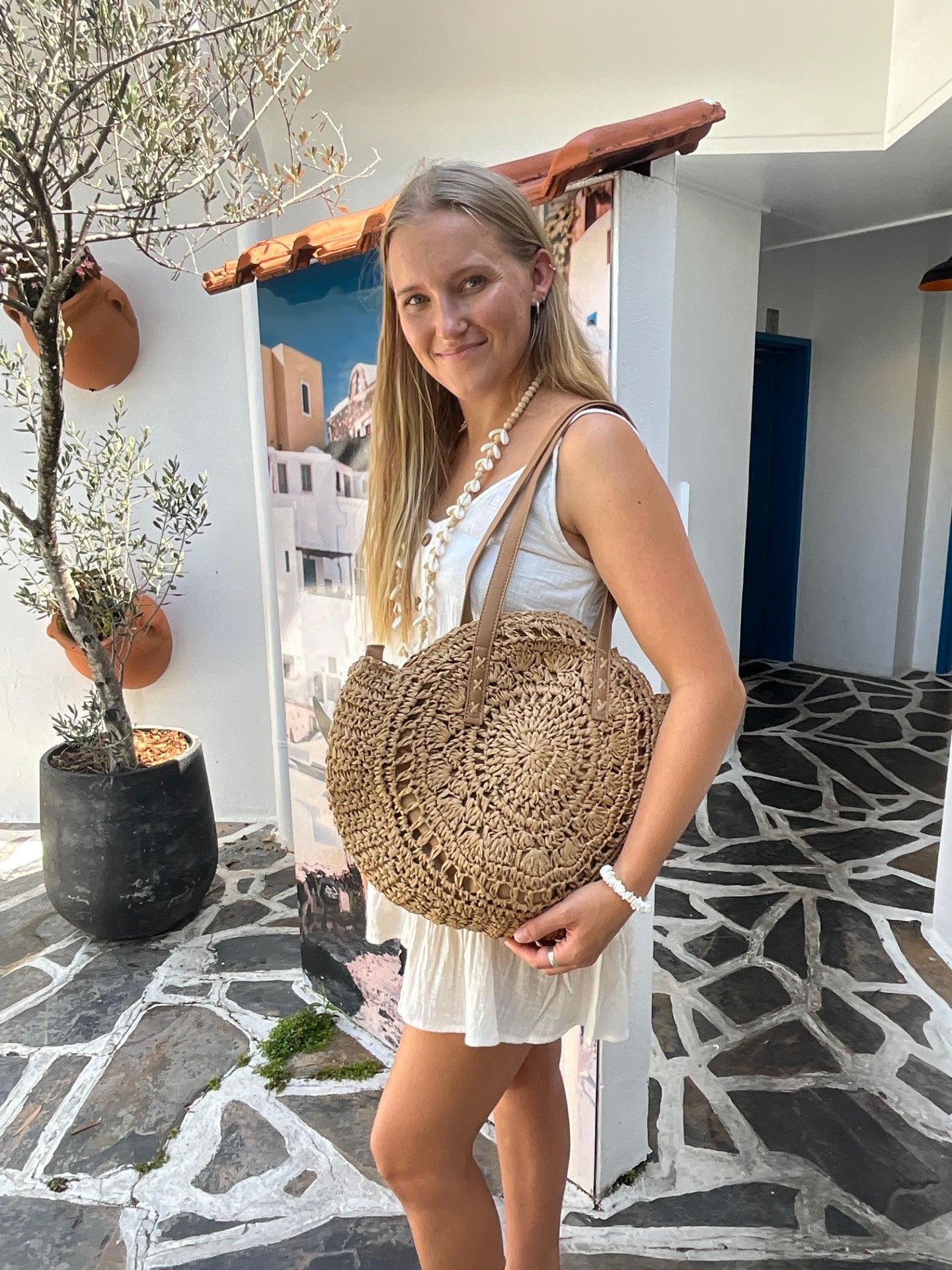 Boho Straw Bag - Brown